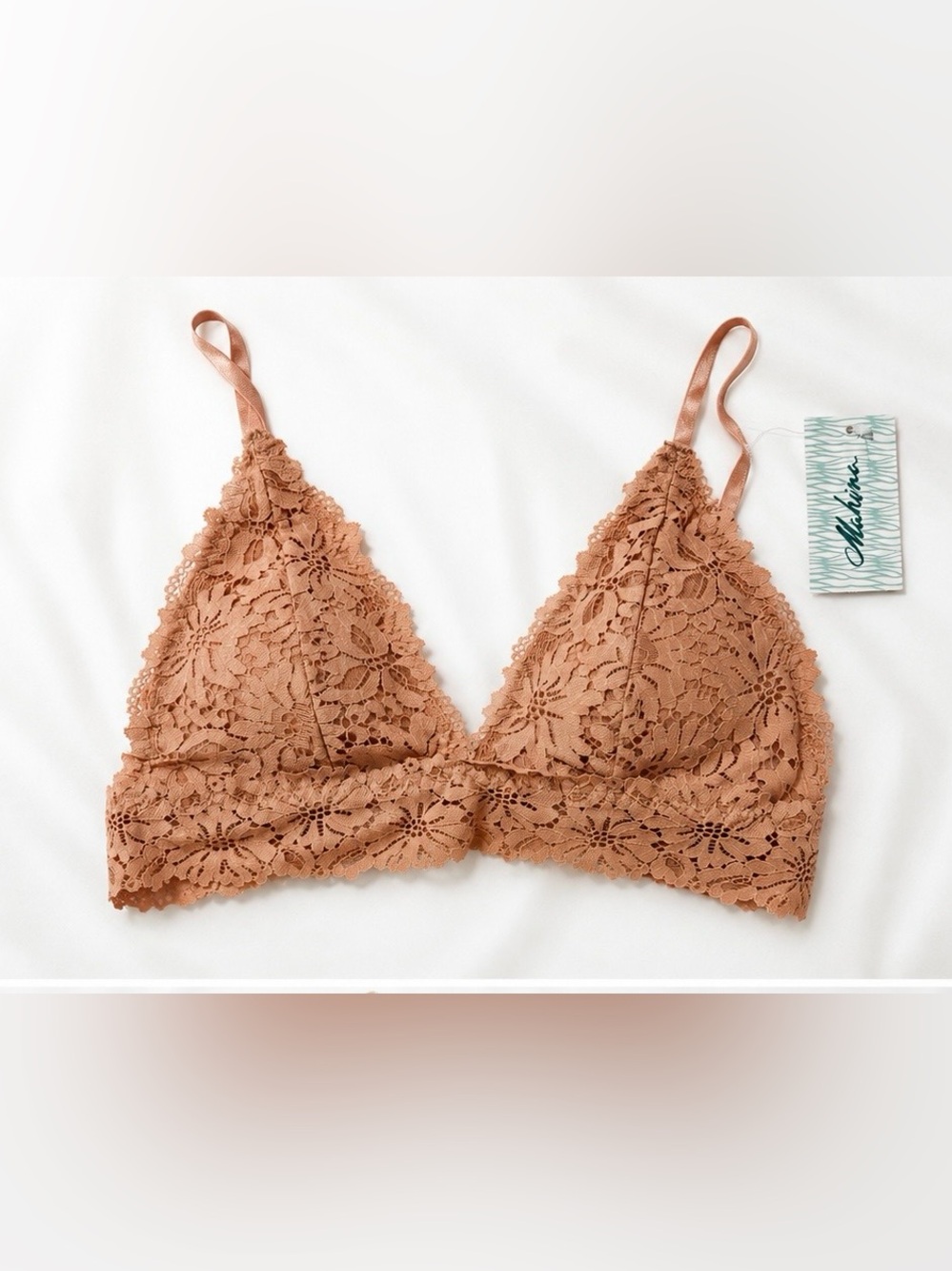 Lace Triangle Bralette - Tan